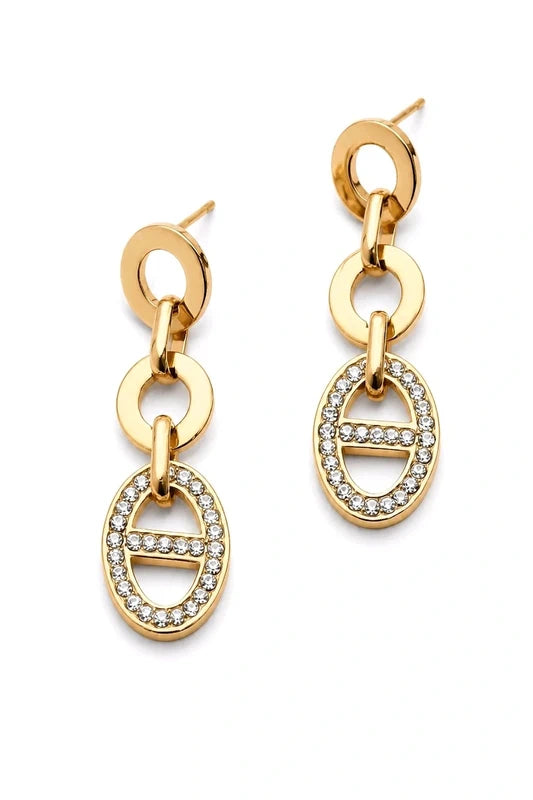 Boucles d’oreilles pendantes en acier inoxydable avec zircon scintillant