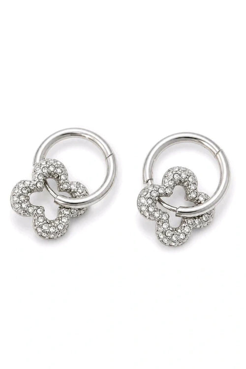 Boucles d'Oreilles Trèfle Zircon en Acier Inoxydable – L'Éclat Porte-Bonheur
