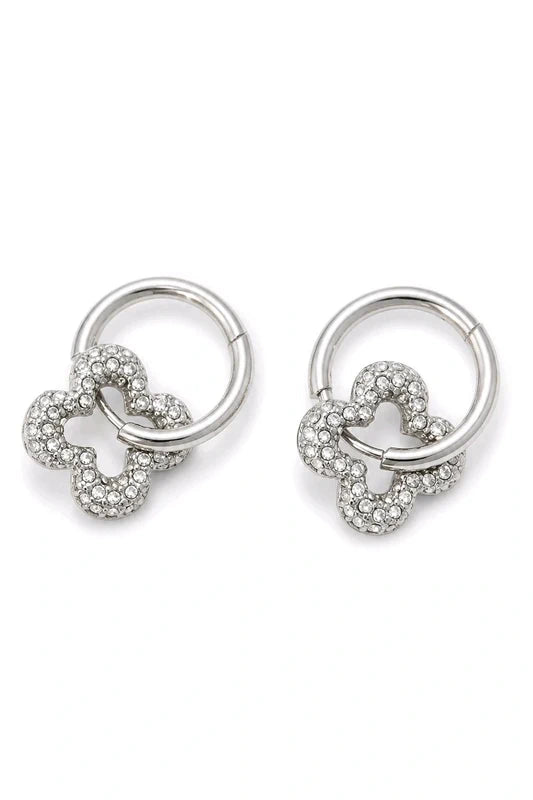 Boucles d'Oreilles Trèfle Zircon en Acier Inoxydable – L'Éclat Porte-Bonheur