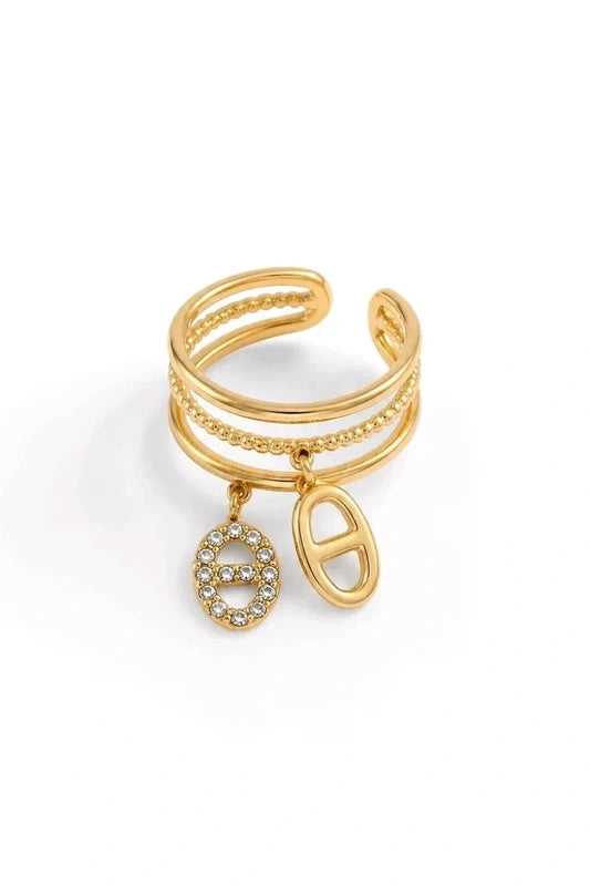 Bague Breloque Maille Marine en Acier Inoxydable – Élégance Chic et Tendance