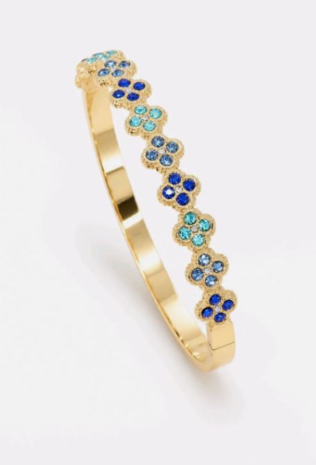 Bracelet Jonc Fleurs Strass – Éclat Coloré bleu