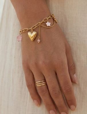 Bracelet Cœur & Breloques – Charme Romantique