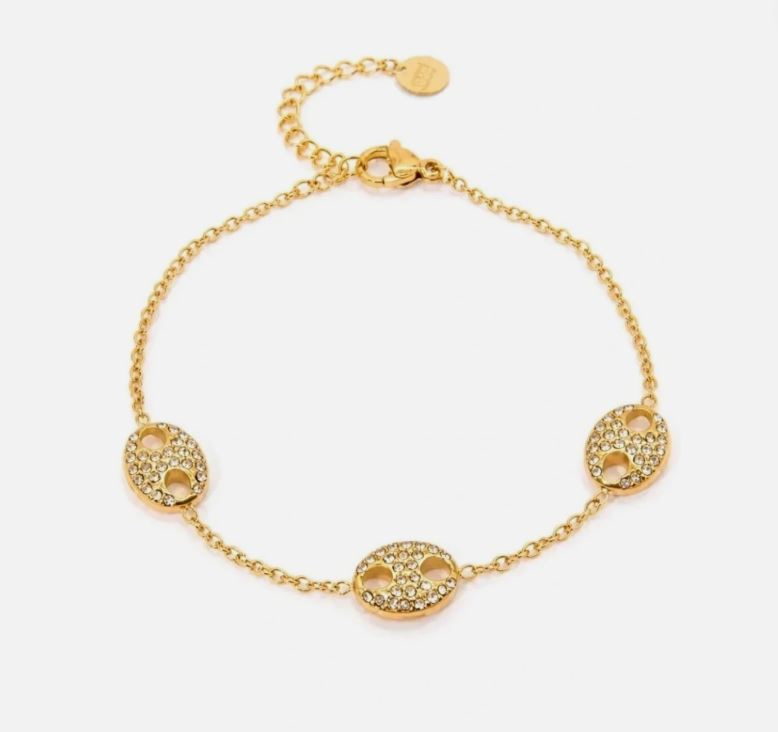 Bracelet Grain de Café Strass – Élégance Lumineuse en Acier Inoxydable