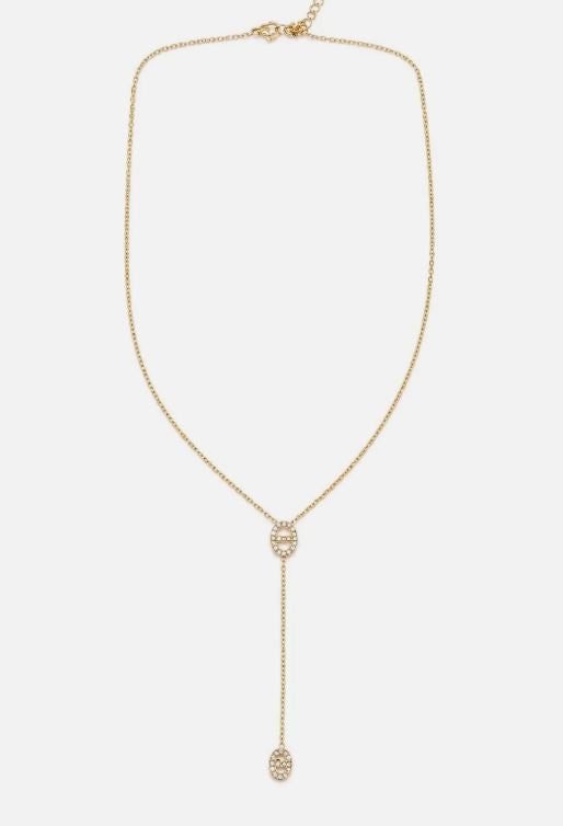 Collier Y Maille Marine Zircon en Acier Inoxydable doré