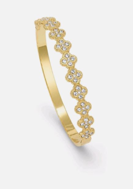 Bracelet Jonc Fleurs Strass acier inoxydable