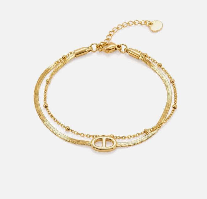 Bracelet Maille Marine Double Rang – Élégance Intemporelle