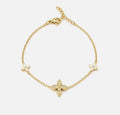 Bracelet Fleur Zircon en Acier Inoxydable – Élégance Florale Intemporelle