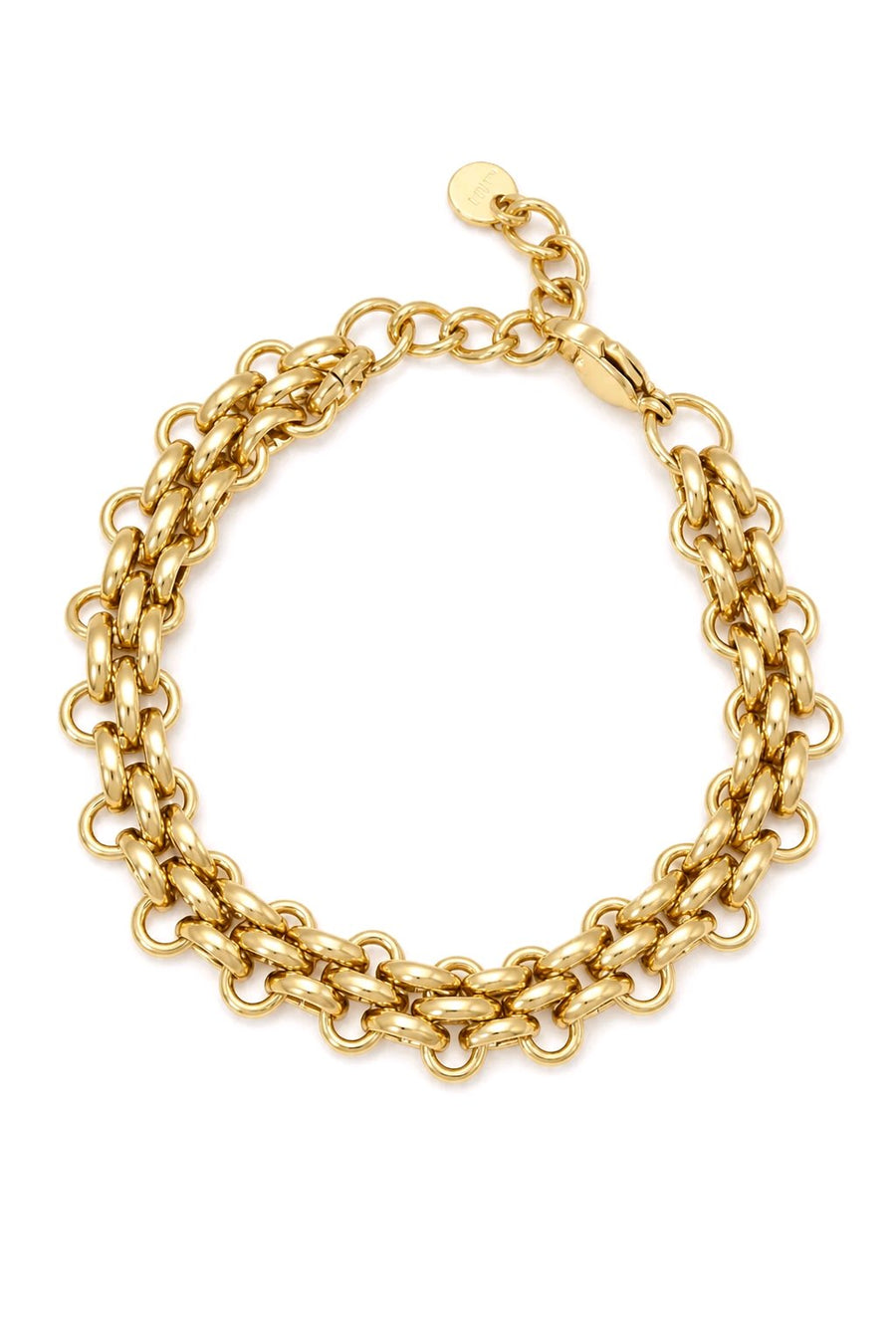 Bracelet double chaîne mailles épaisses acier inoxydable