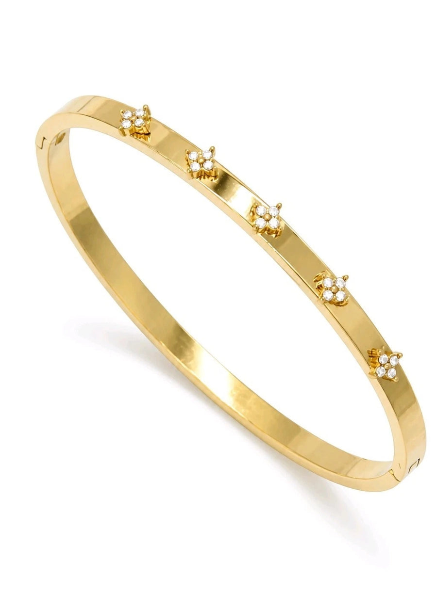 Bracelet Jonc Strass en Acier Inoxydable – Élégance Scintillante