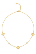 Collier charmes trèfles texturés et strass acier inoxydable