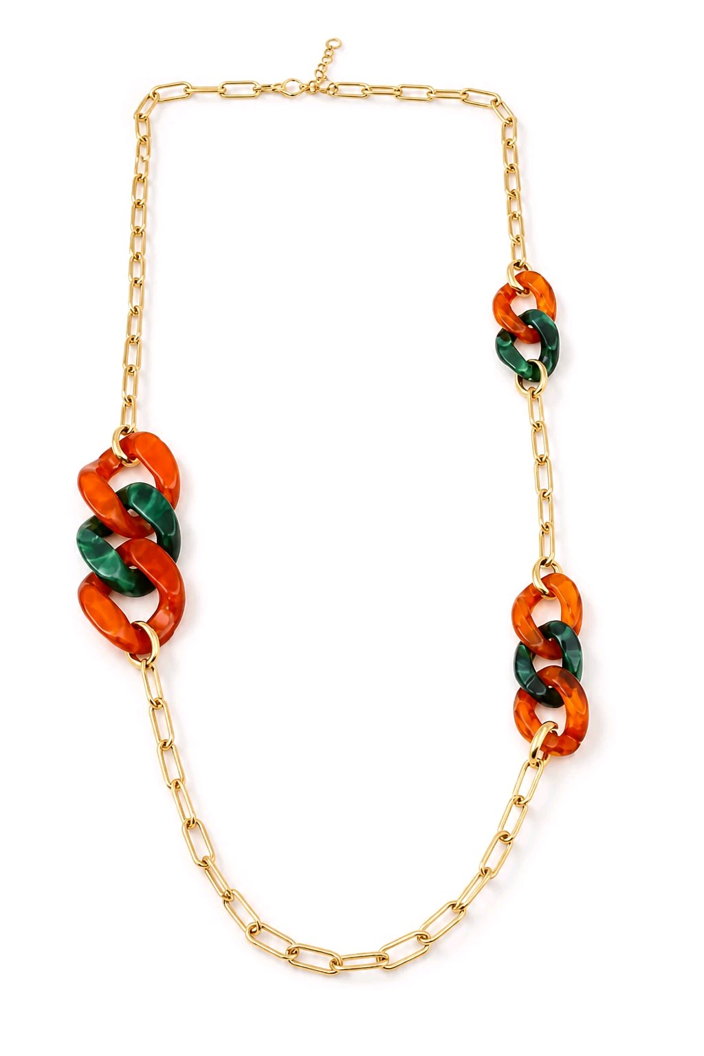 Collier long maille en résine chaîne en acier inoxydable