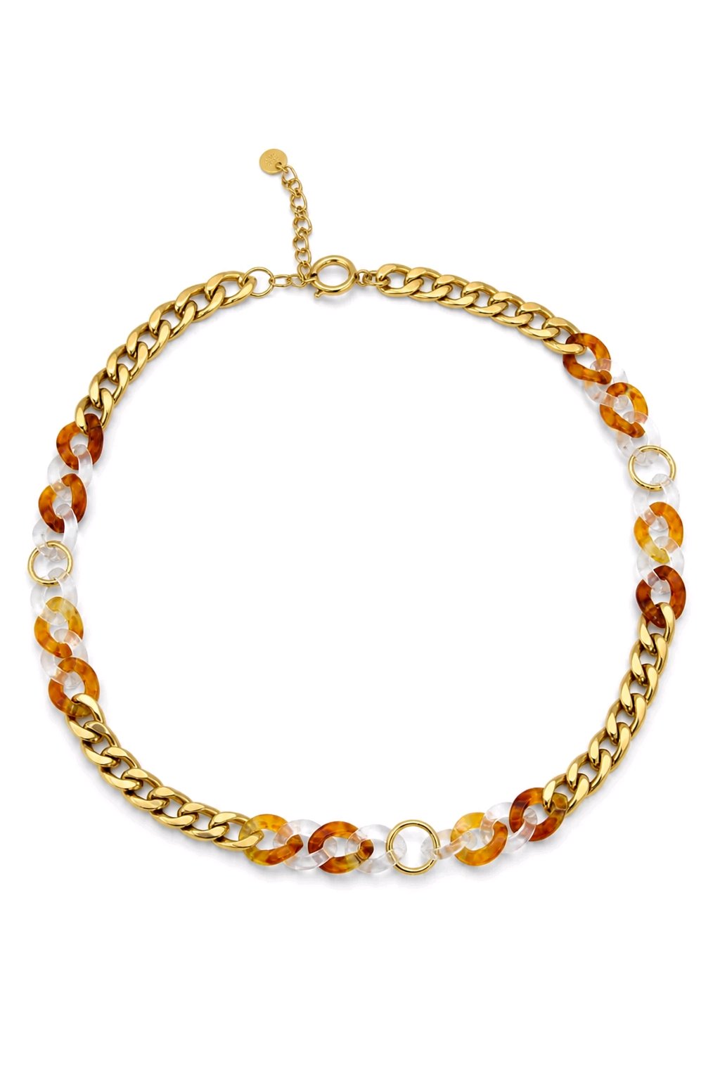 Collier maille loépard résine chaîne en acier inoxydable