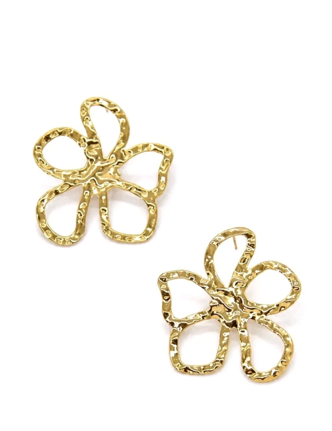 Boucles d’Oreilles Fleur Dorée acier inoxydable – Maxi Floral Chic
