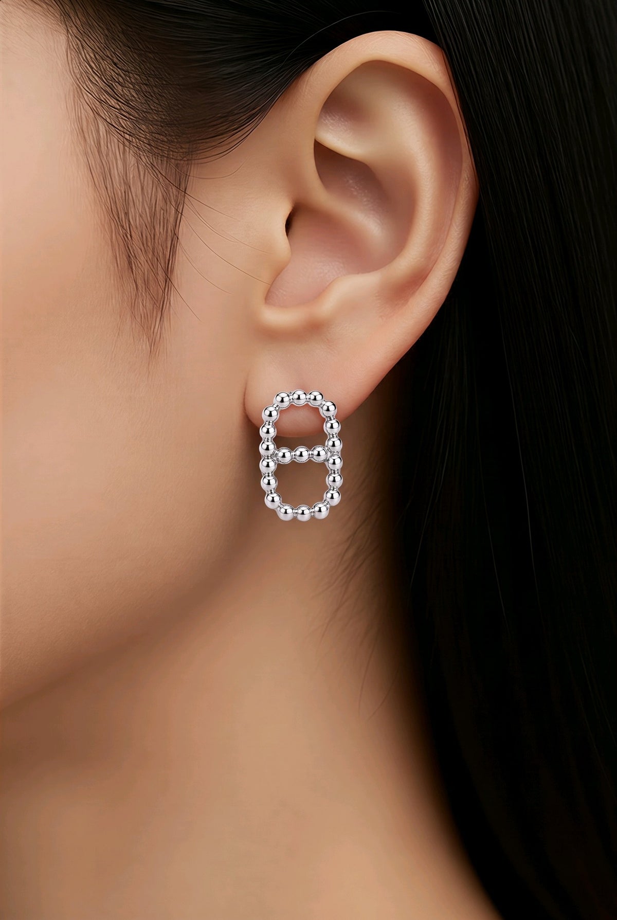 Boucles d'Oreilles Maillon Perlé en Acier Inoxydable – Élégance Minimaliste