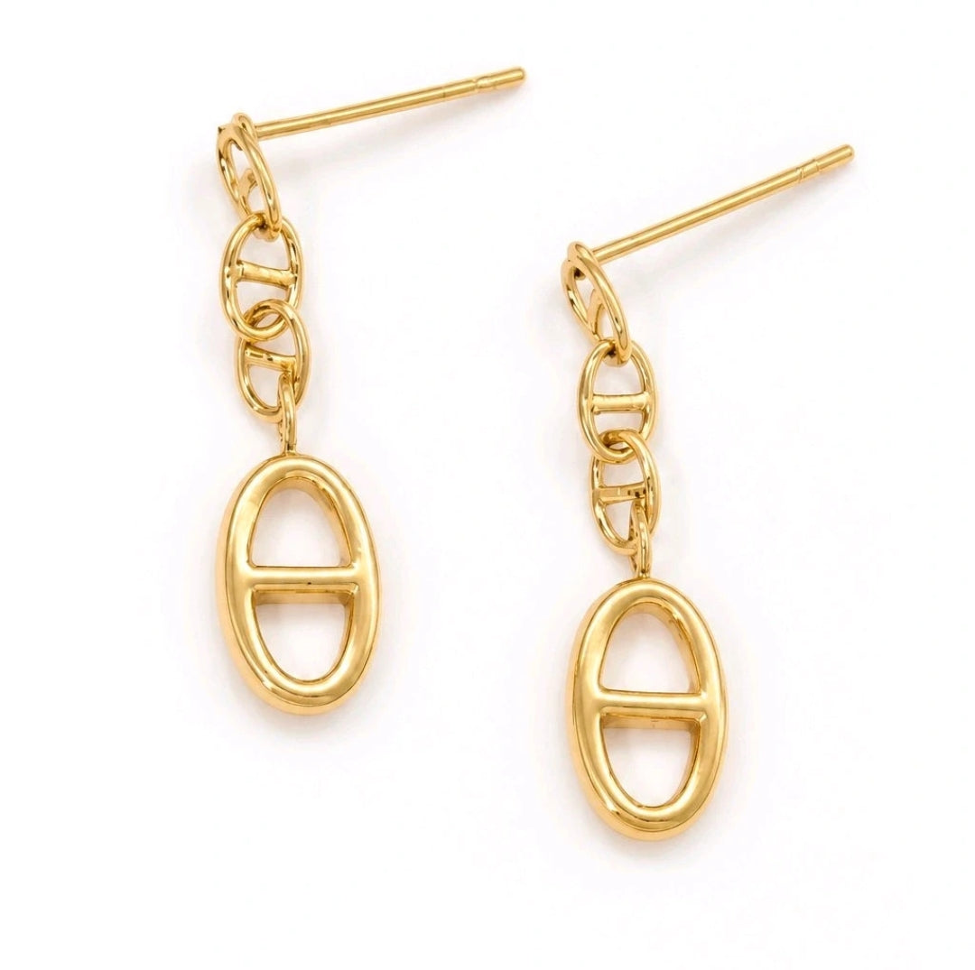 Boucles d’Oreilles Maille Marine Élégance – Acier Inoxydable Doré