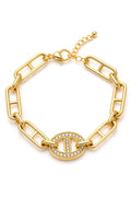 Bracelet Maille Gourmette Zircon en Acier Inoxydable – Doré