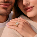 Bague Anti Stress Fleur Strass en Acier Inoxydable – Élégance & Détente