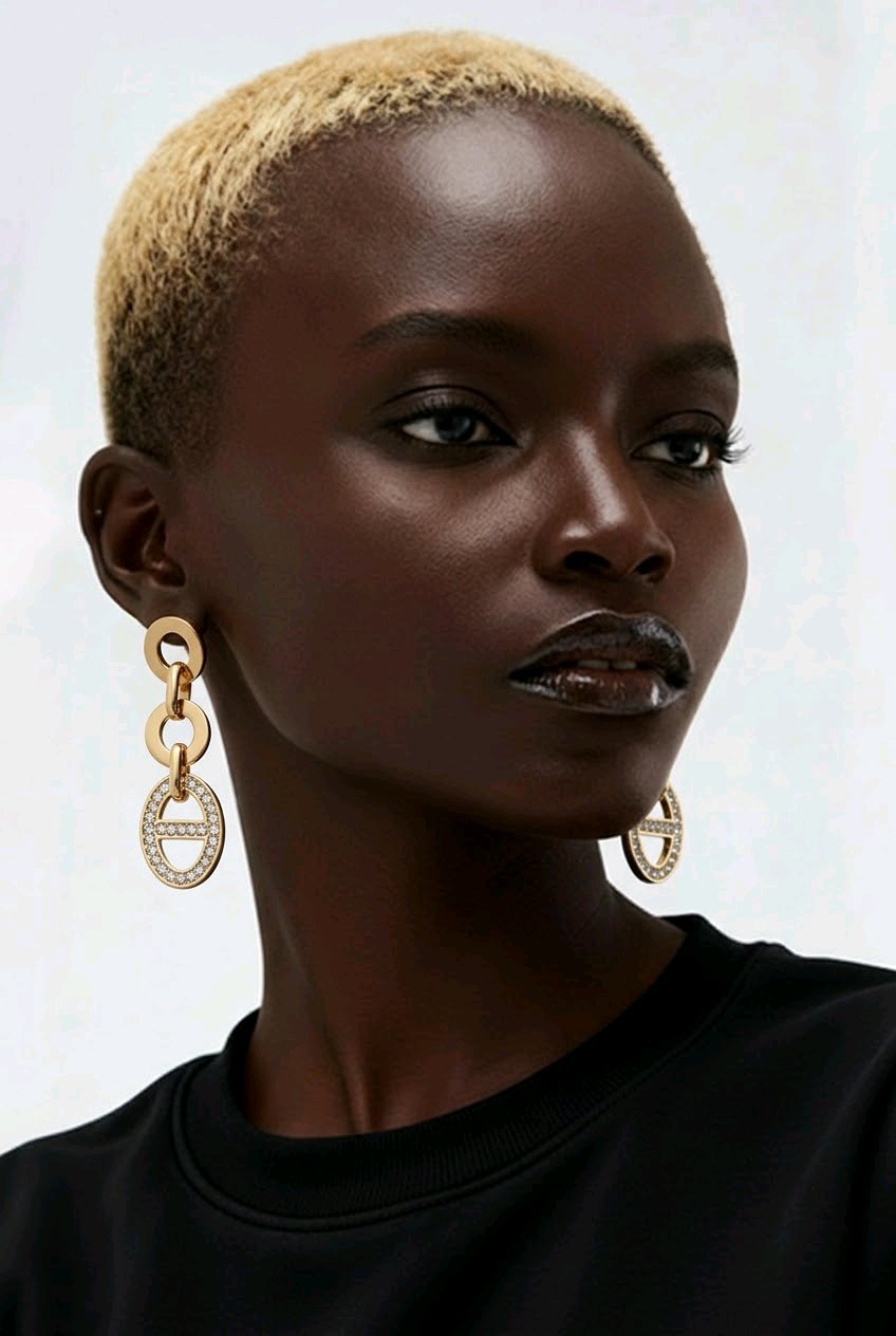 Boucles d’oreilles pendantes en acier inoxydable avec zircon scintillant