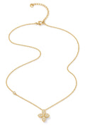 Collier pendentif trèfle strass acier inoxydable