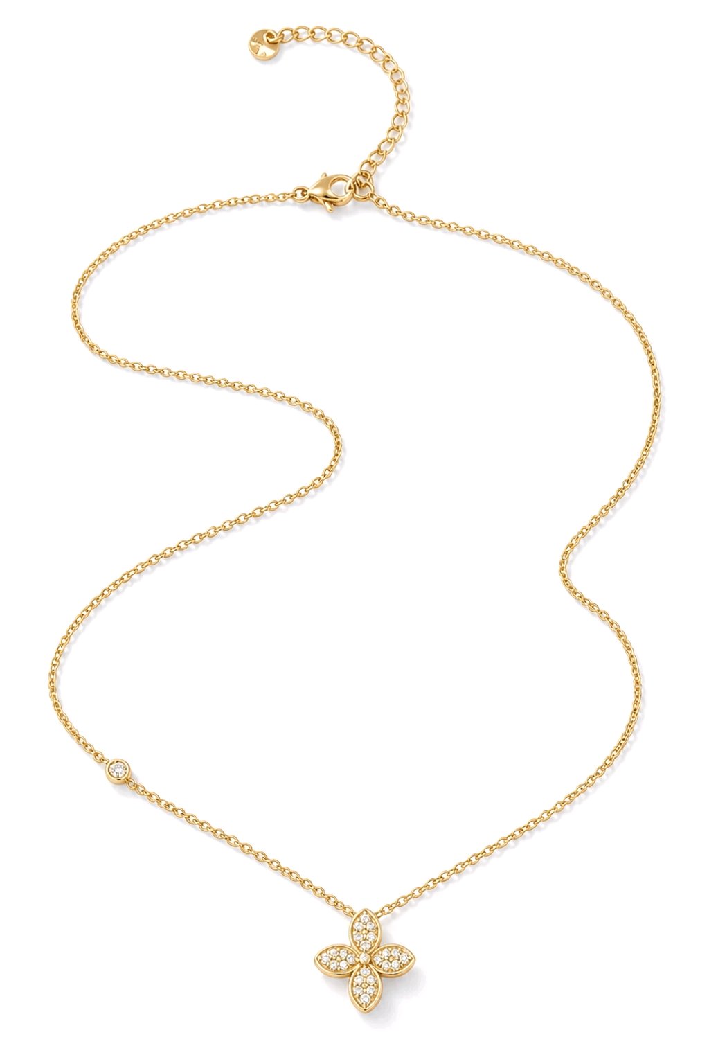 Collier pendentif trèfle strass acier inoxydable