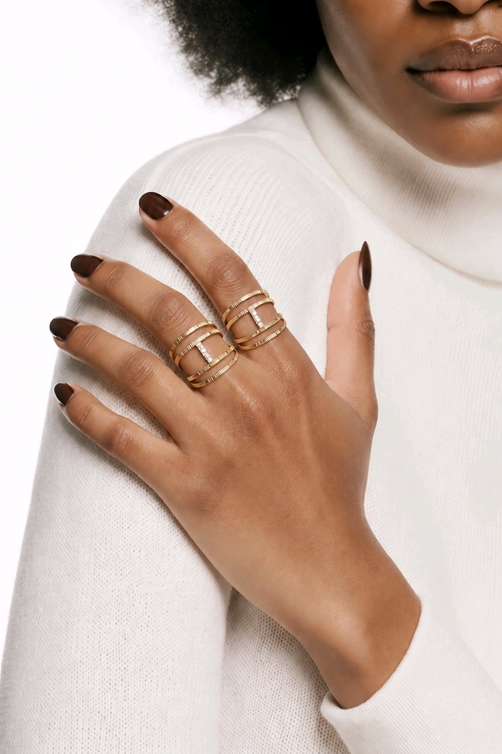 Bague Graphique Strass en Acier Inoxydable – Moderne & Lumineuse