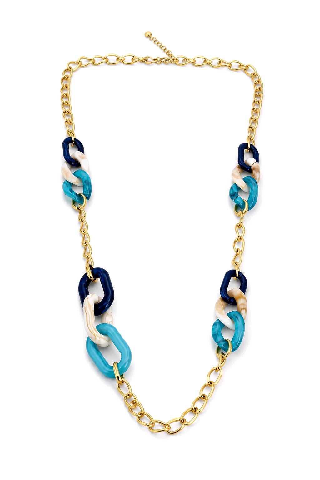 Collier long maille en résine chaîne en acier inoxydable