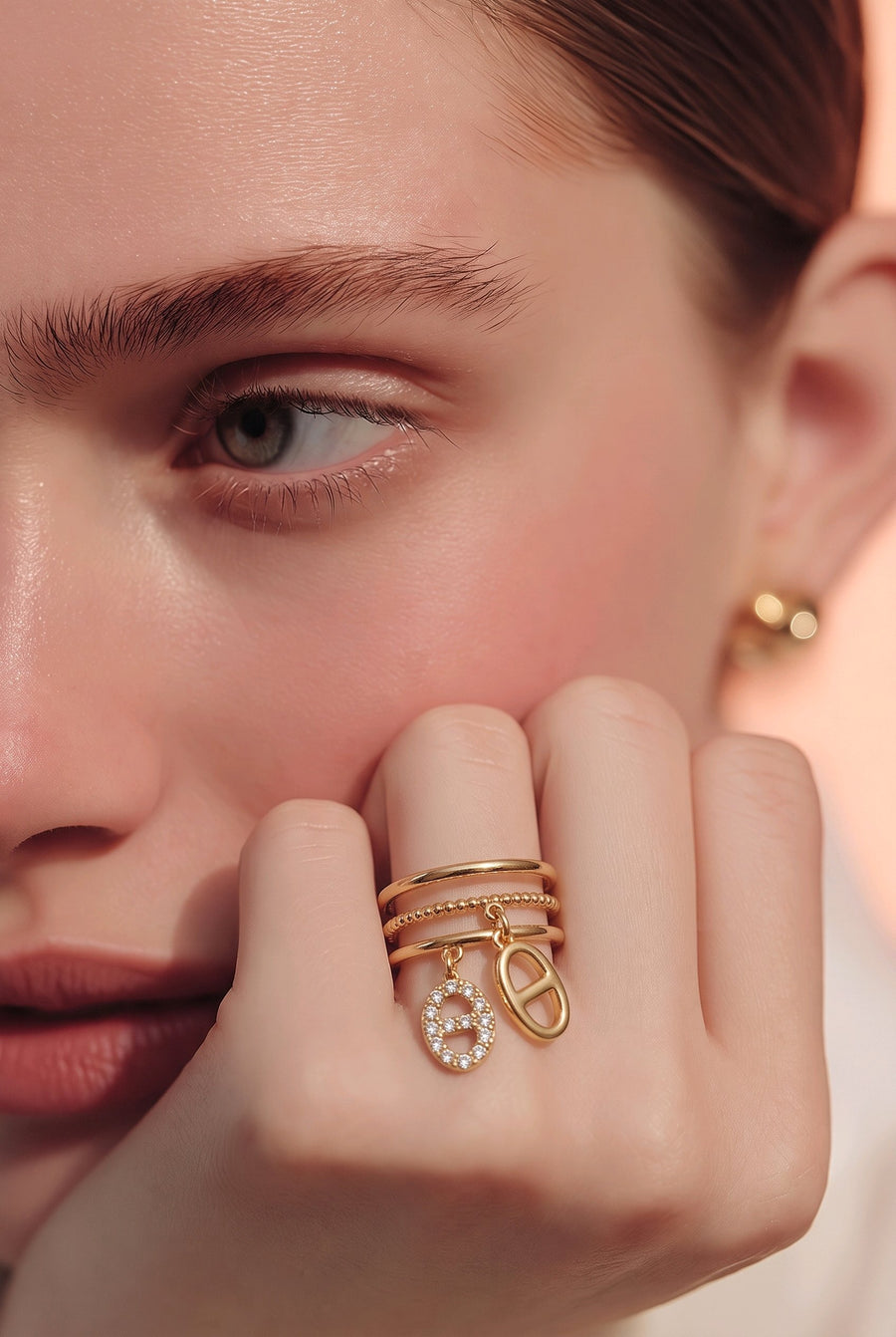 Bague Breloque Maille Marine en Acier Inoxydable – Élégance Chic et Tendance