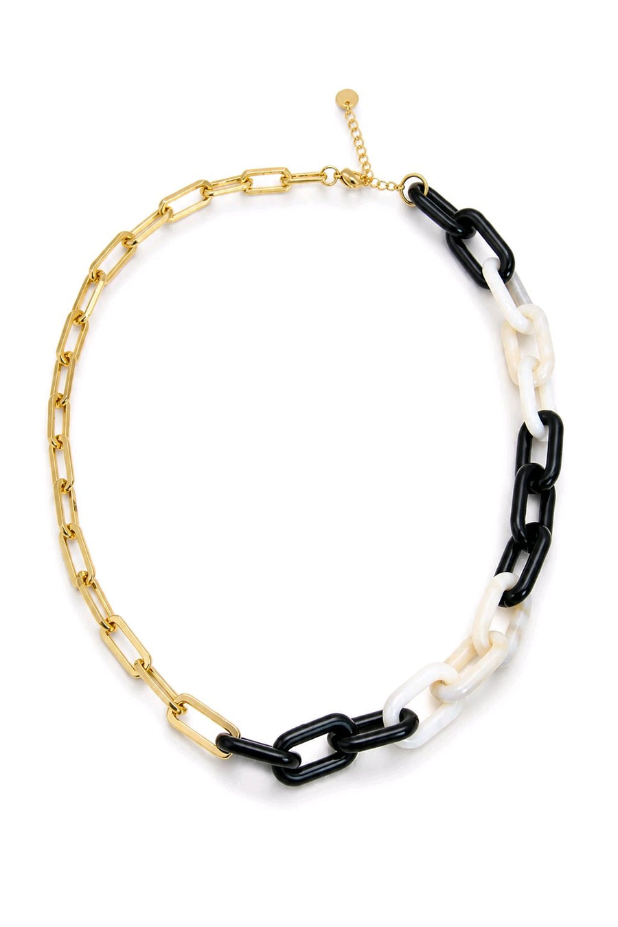 Collier asymétrique maille léopard résine chaîne en acier inoxydable