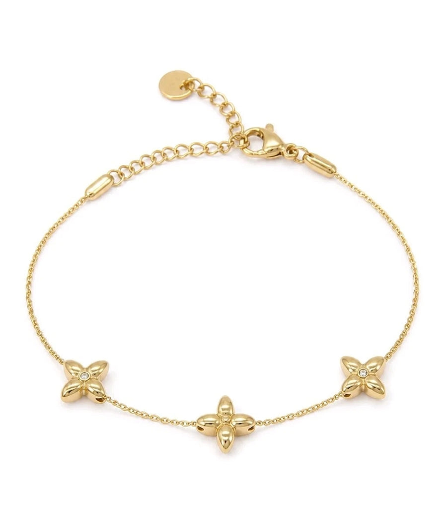 Bracelet chaîne charmes trèfles acier inoxydable