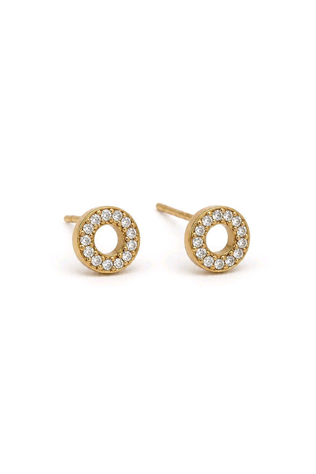 Boucles d'Oreilles Puces Cercle Zircon en Acier Inoxydable – Élégance Discrète