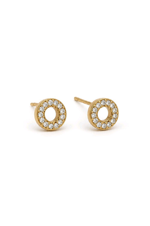 Boucles d'Oreilles Puces Cercle Zircon en Acier Inoxydable – Élégance Discrète