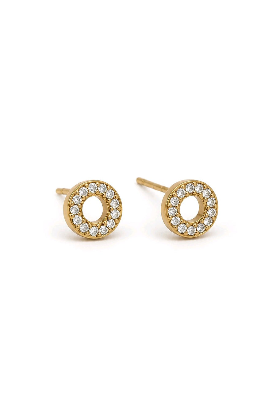 Boucles d'Oreilles Puces Cercle Zircon en Acier Inoxydable – Élégance Discrète